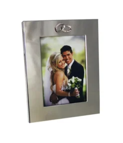 5X7" Silver Plated Frame With Double Ring Icon