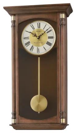 Traditional Elegance Wall Clock With Pendulum And Chime Seiko Wall Clock QXH069BLH