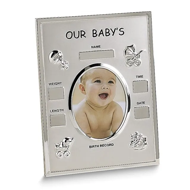 Silver-tone OUR BABY'S BIRTH RECORD 3.5x4.5 Photo Frame 2 Silver-tone OUR BABY'S BIRTH RECORD 3.5x4.5 Photo Frame - Image 2
