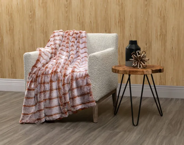Tip-Dyed Faux Fur Throw - Copper 1 Tip-Dyed Faux Fur Throw - Copper