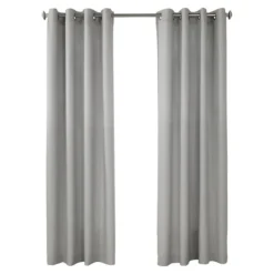 Blanco Light-Filtering Jacquard Grommet Curtain Panel
