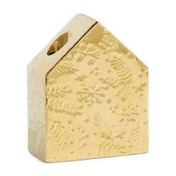 Goldtone Ceramic House Candle Holder