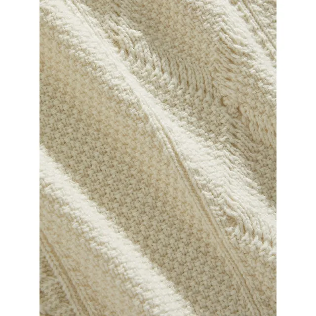 Wool-Blend Cable-Knit Multistripe Throw 5 Wool-Blend Cable-Knit Multistripe Throw - Image 5