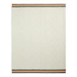 Wool-Blend Cable-Knit Multistripe Throw