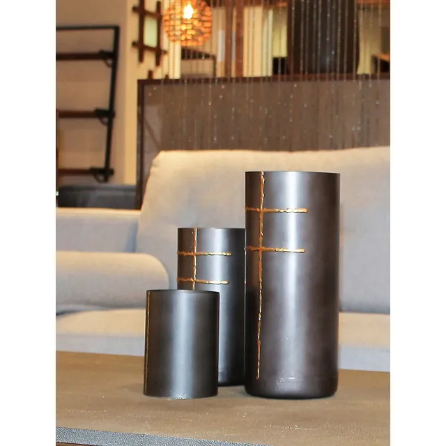 Earth Wind & Fire 3-Piece Metal Pillar Vase Set 2 Earth Wind & Fire 3-Piece Metal Pillar Vase Set - Image 2