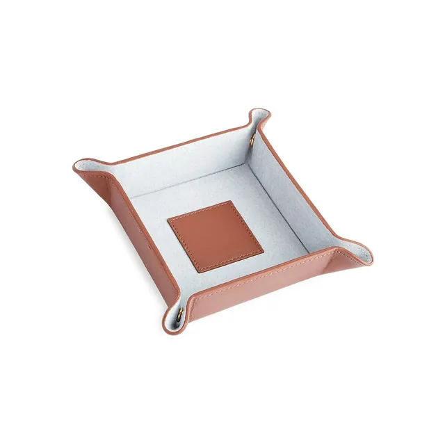 Suede-Lined Catchall Leather Valet Tray 1 Suede-Lined Catchall Leather Valet Tray