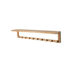 Bath & Spa Teak 10-Hook Wall Shelf